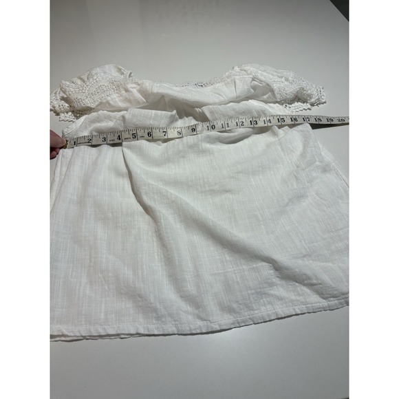 Blanc du Nil White‎ Off Shoulder Lace Trim Blouse Bohemian Top - Picture 6 of 8
